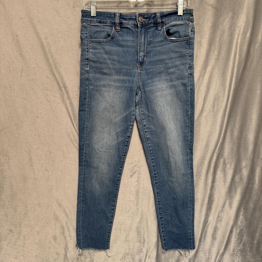 American Eagle Jeans Womens 8 Regular Blue Ne(x)t Level‎ Stretch Skinny Raw Hem
